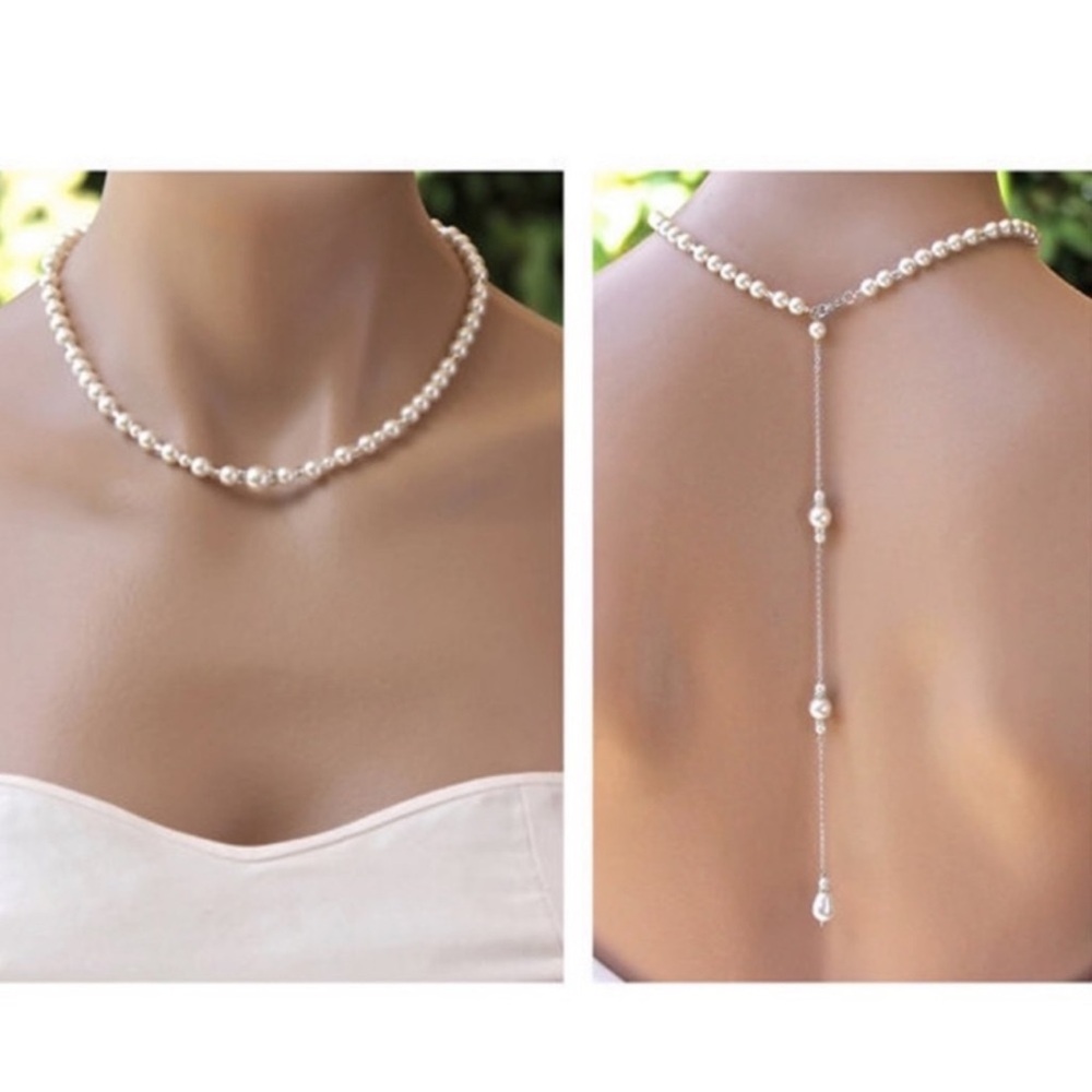 Back Necklace Pearl Backdrop Necklace Body Chain sexy